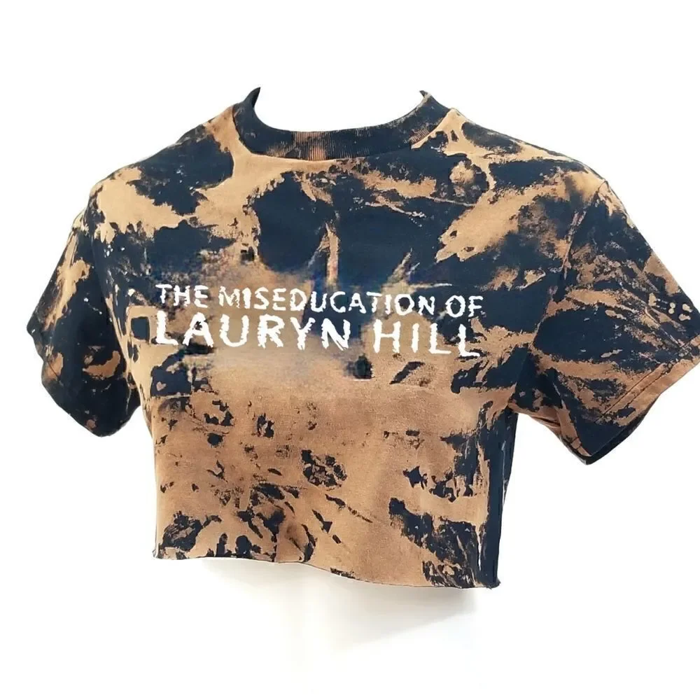 THE MISEDUCATION OF LAURYN HILL Acid Washed "Cropped" Crop Top Band Rock Rap Tee - Picture 3 of 5